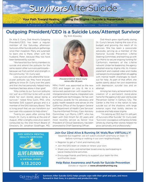 Survivors After Suicide Newsletter, Summer 2020
